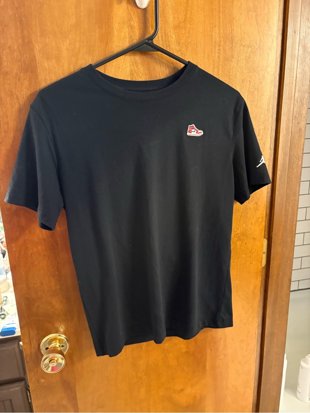 Kid’s Black T-Shirt with Small Sneaker Patch